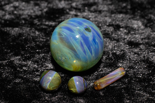 Matching Solid Color Marble Set | 25mm Glass Marbles | Handblown Borosilicate Glass | Collectible Functional Glass