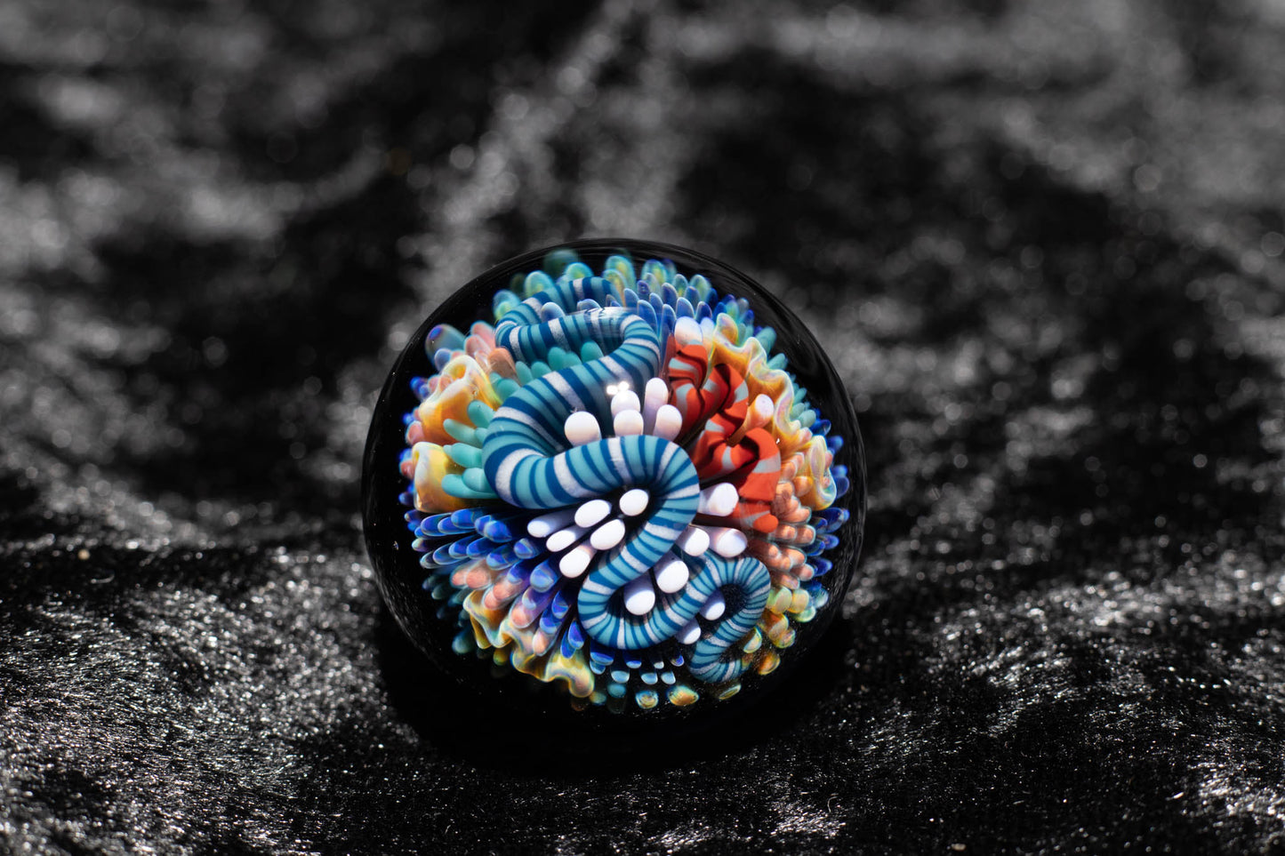 Large Coral Reef Display Marble | Glass Ocean Marble | Hider Marbles | Big Borosilicate Glass Marbles