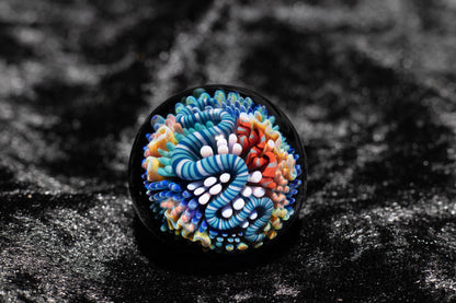 Large Coral Reef Display Marble | Glass Ocean Marble | Hider Marbles | Big Borosilicate Glass Marbles