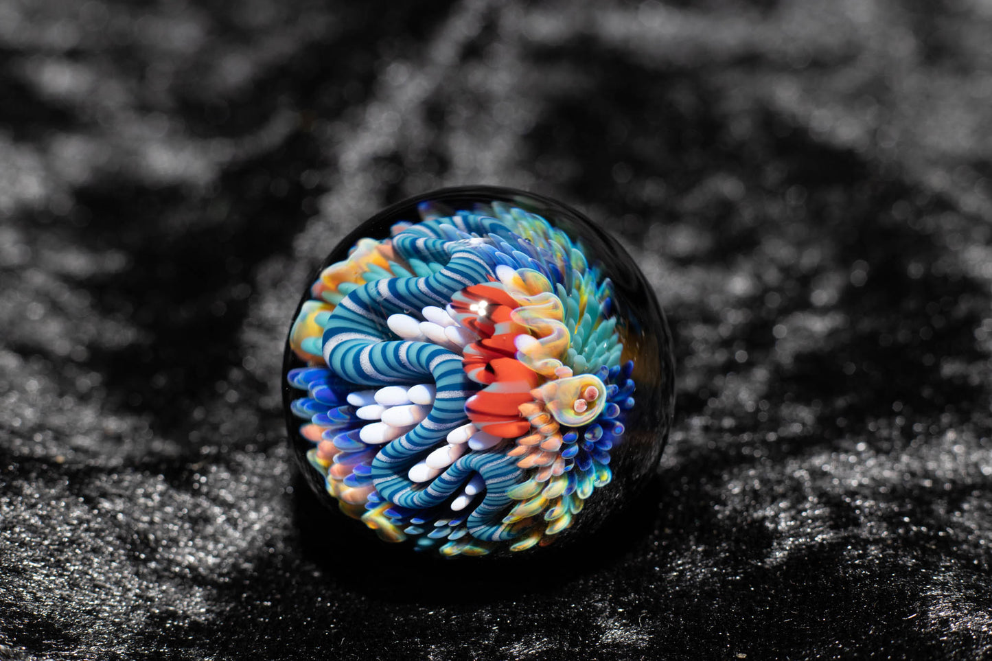 Large Coral Reef Display Marble | Glass Ocean Marble | Hider Marbles | Big Borosilicate Glass Marbles