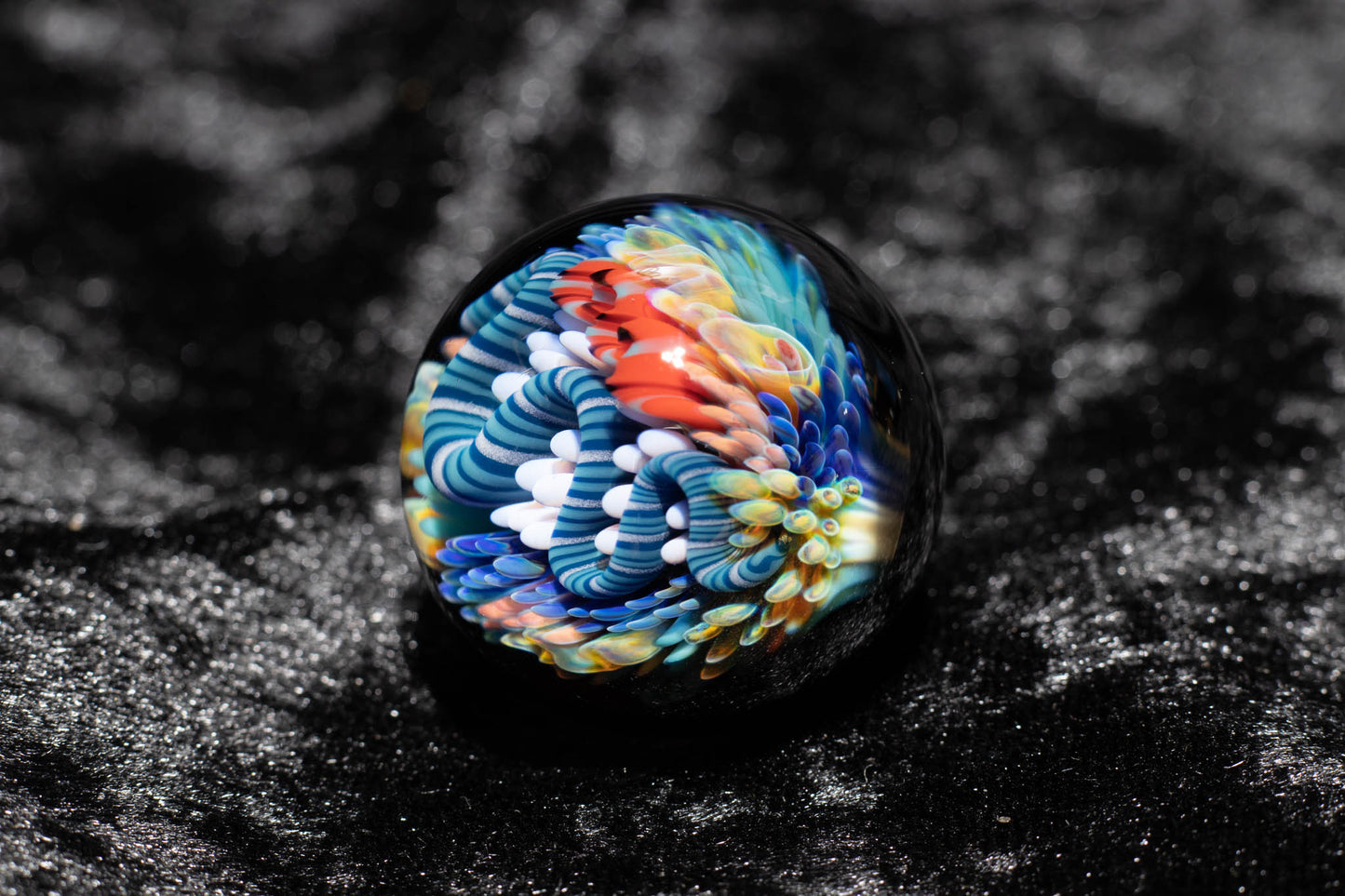 Large Coral Reef Display Marble | Glass Ocean Marble | Hider Marbles | Big Borosilicate Glass Marbles