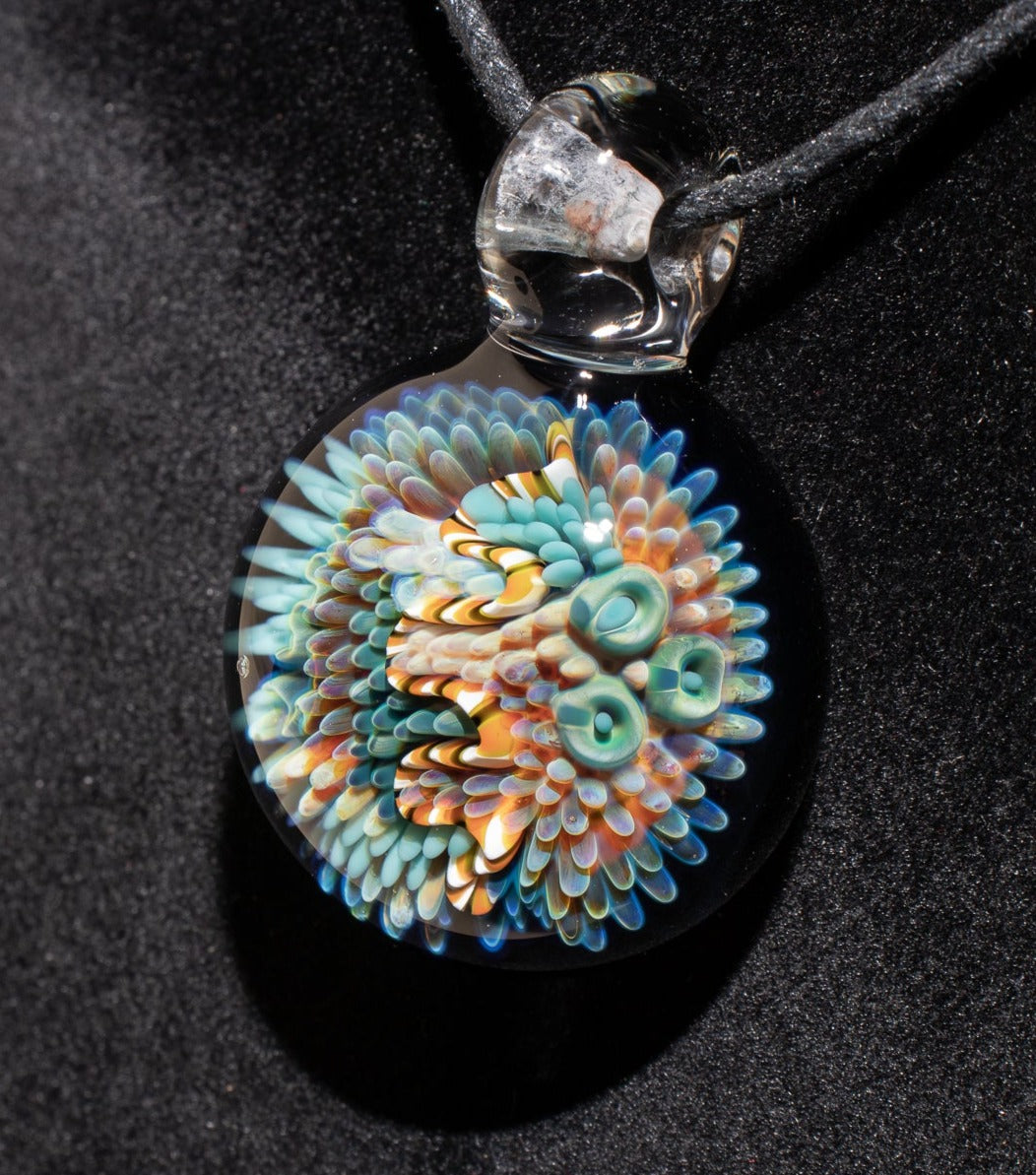 Coral Reef Pendant | Borosilicate Glass Ocean Jewelry | Beach Accessories | Sea Glass Necklace