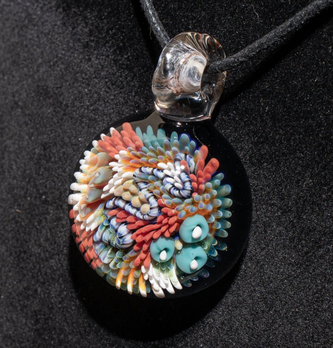 Coral Reef Pendant | Borosilicate Glass Ocean Jewelry | Beach Accessories | Sea Glass Necklace