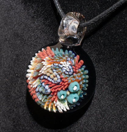 Coral Reef Pendant | Borosilicate Glass Ocean Jewelry | Beach Accessories | Sea Glass Necklace