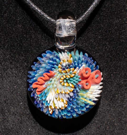 Coral Reef Pendant | Borosilicate Glass Ocean Jewelry | Beach Accessories | Sea Glass Necklace