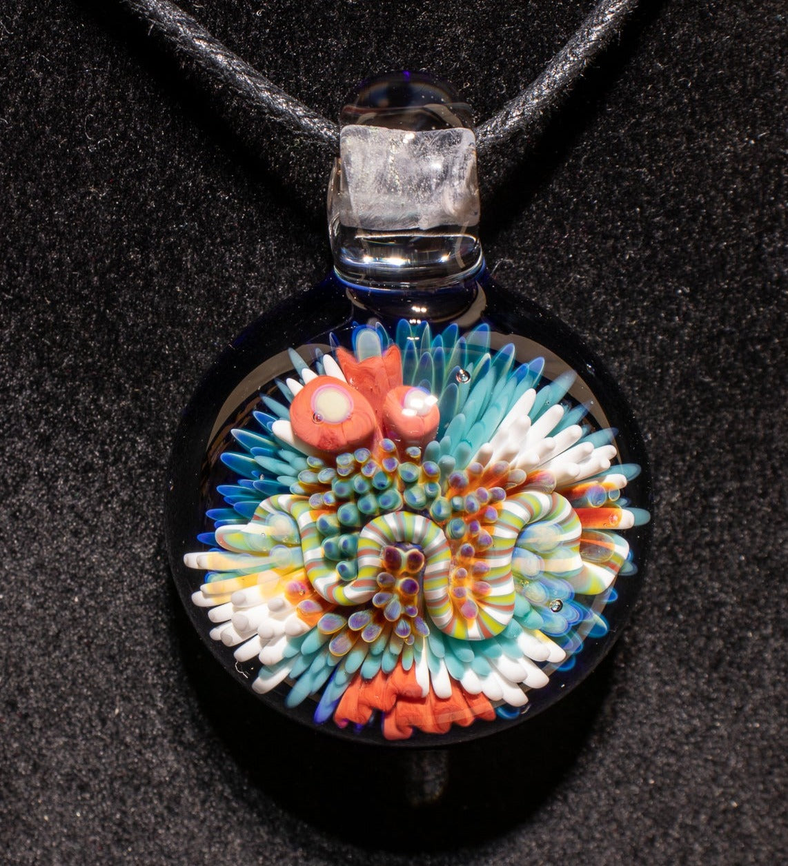 Coral Reef Pendant | Borosilicate Glass Ocean Jewelry | Beach Accessories | Sea Glass Necklace