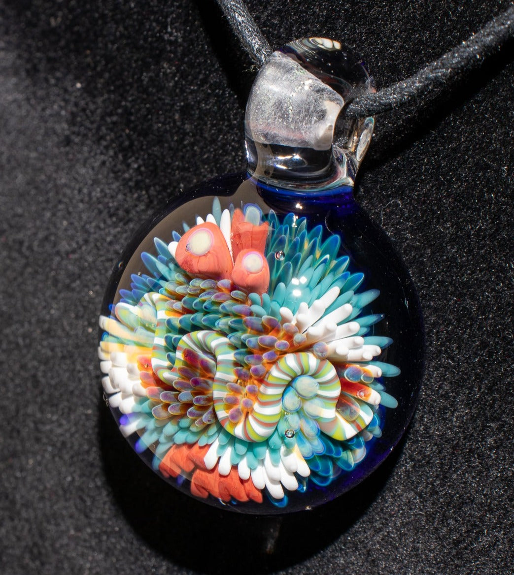 Coral Reef Pendant | Borosilicate Glass Ocean Jewelry | Beach Accessories | Sea Glass Necklace