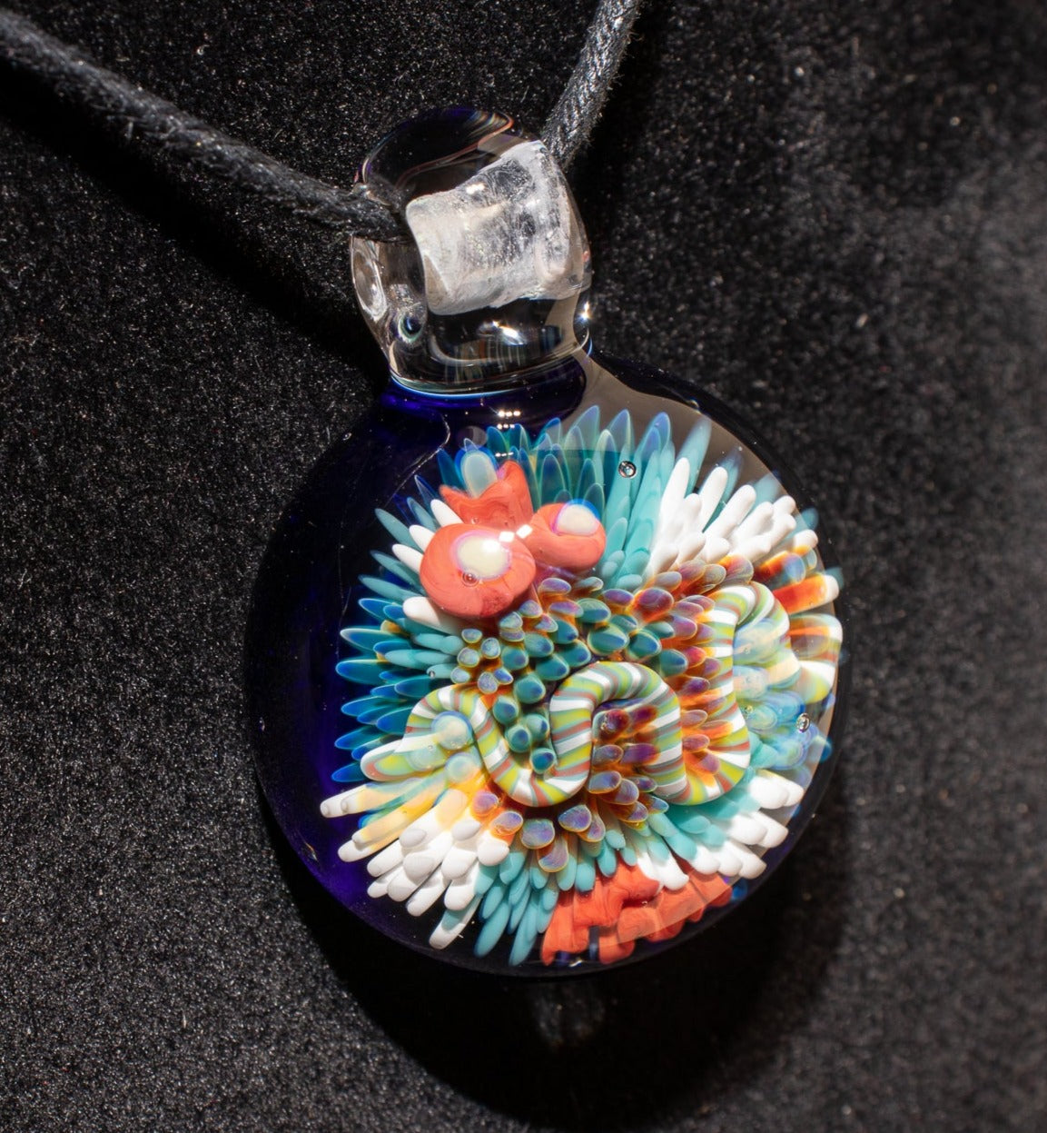 Coral Reef Pendant | Borosilicate Glass Ocean Jewelry | Beach Accessories | Sea Glass Necklace