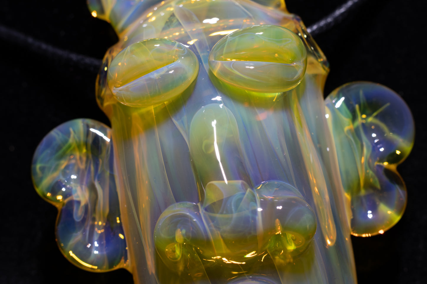 Yellow Glass Tiki Pendant | Sculpted Moai Necklace | Pele Totem Talisman