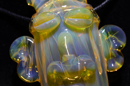 Yellow Glass Tiki Pendant | Sculpted Moai Necklace | Pele Totem Talisman