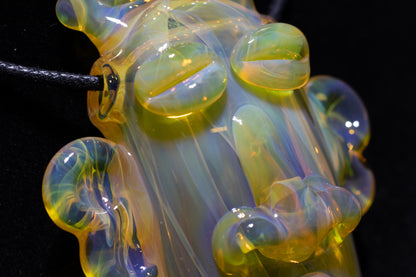 Yellow Glass Tiki Pendant | Sculpted Moai Necklace | Pele Totem Talisman