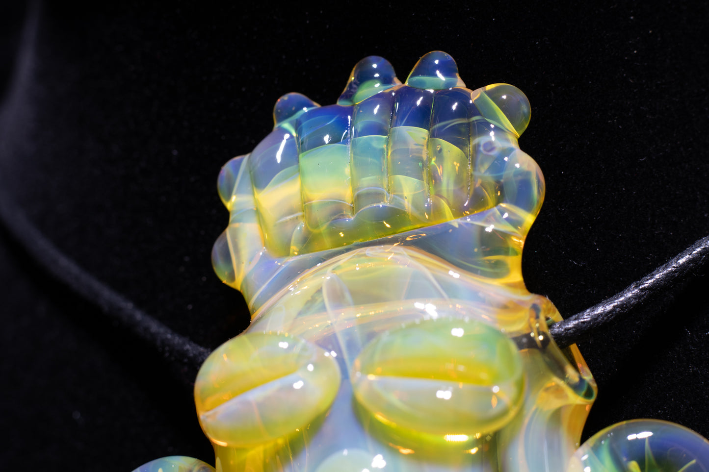 Yellow Glass Tiki Pendant | Sculpted Moai Necklace | Pele Totem Talisman