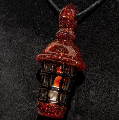 Ship Lantern Glass Pendant | Handmade Victorian Street Lamp | Glass Candle Necklace Old Antique style Jewelry | Sculpted Art Flame Pendants