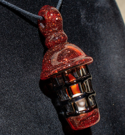 Ship Lantern Glass Pendant | Handmade Victorian Street Lamp | Glass Candle Necklace Old Antique style Jewelry | Sculpted Art Flame Pendants