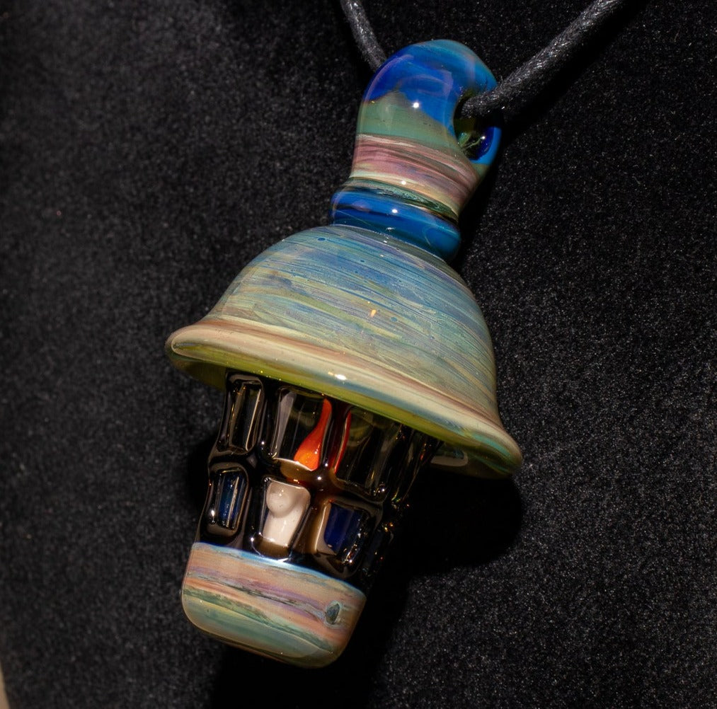 Ship Lantern Glass Pendant | Handmade Victorian Street Lamp | Glass Candle Necklace Old Antique style Jewelry | Sculpted Art Flame Pendants