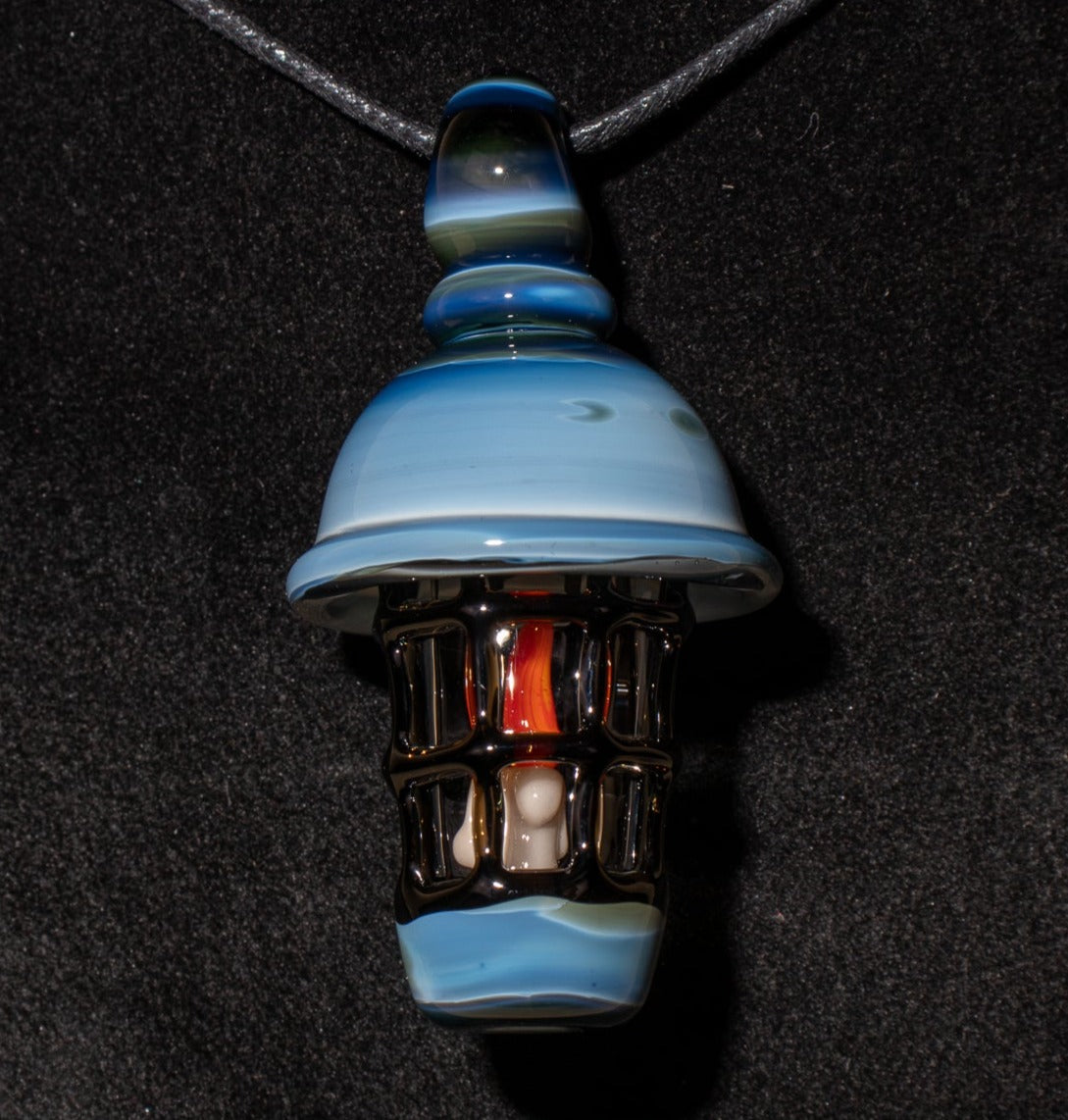 Ship Lantern Glass Pendant | Handmade Victorian Street Lamp | Glass Candle Necklace Old Antique style Jewelry | Sculpted Art Flame Pendants