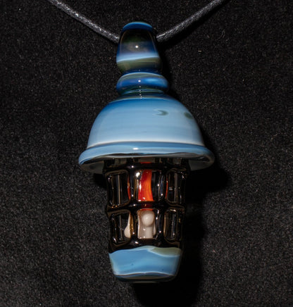 Ship Lantern Glass Pendant | Handmade Victorian Street Lamp | Glass Candle Necklace Old Antique style Jewelry | Sculpted Art Flame Pendants