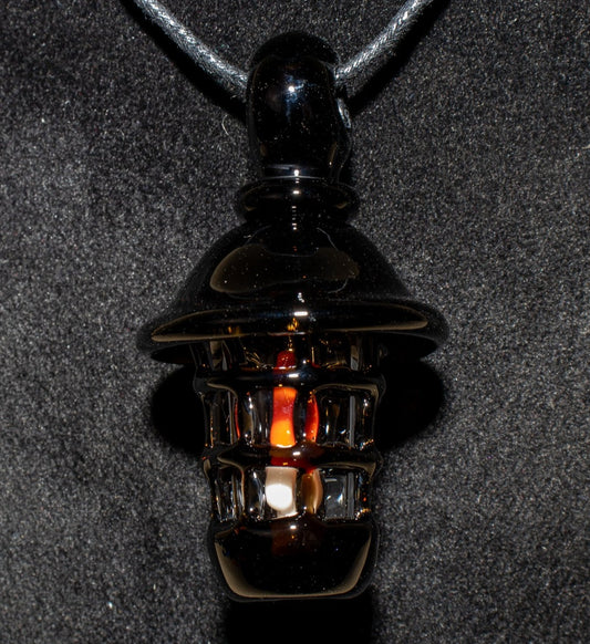 Ship Lantern Glass Pendant | Handmade Victorian Street Lamp | Glass Candle Necklace Old Antique style Jewelry | Sculpted Art Flame Pendants