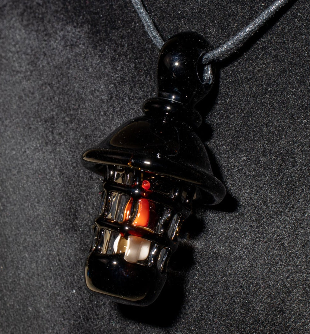 Ship Lantern Glass Pendant | Handmade Victorian Street Lamp | Glass Candle Necklace Old Antique style Jewelry | Sculpted Art Flame Pendants