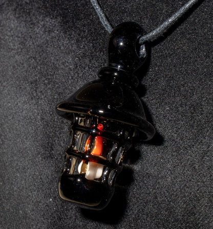 Ship Lantern Glass Pendant | Handmade Victorian Street Lamp | Glass Candle Necklace Old Antique style Jewelry | Sculpted Art Flame Pendants