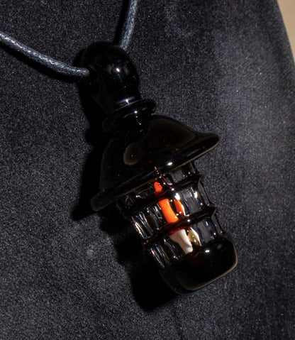 Ship Lantern Glass Pendant | Handmade Victorian Street Lamp | Glass Candle Necklace Old Antique style Jewelry | Sculpted Art Flame Pendants