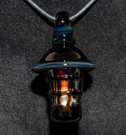 Ship Lantern Glass Pendant | Handmade Victorian Street Lamp | Glass Candle Necklace Old Antique style Jewelry | Sculpted Art Flame Pendants
