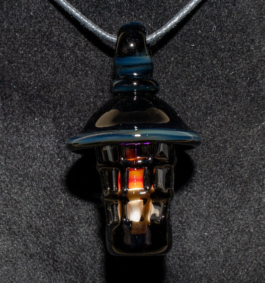 Ship Lantern Glass Pendant | Handmade Victorian Street Lamp | Glass Candle Necklace Old Antique style Jewelry | Sculpted Art Flame Pendants