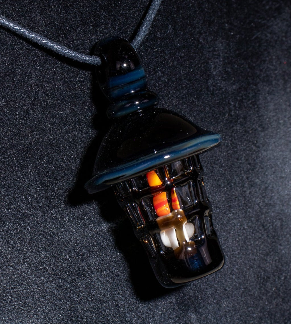 Ship Lantern Glass Pendant | Handmade Victorian Street Lamp | Glass Candle Necklace Old Antique style Jewelry | Sculpted Art Flame Pendants