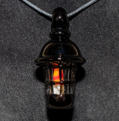 Ship Lantern Glass Pendant | Handmade Victorian Street Lamp | Glass Candle Necklace Old Antique style Jewelry | Sculpted Art Flame Pendants