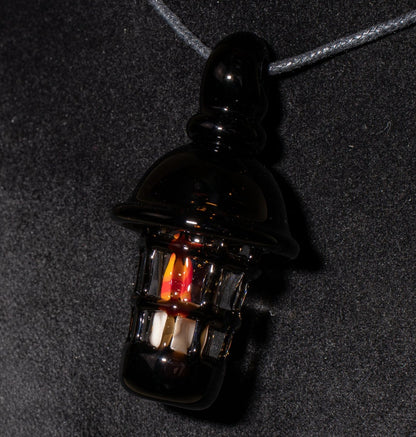 Ship Lantern Glass Pendant | Handmade Victorian Street Lamp | Glass Candle Necklace Old Antique style Jewelry | Sculpted Art Flame Pendants