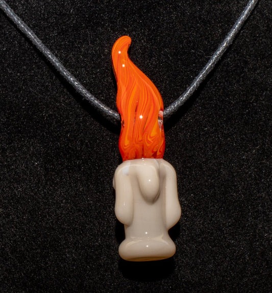 Candle Pendant | Sculpted Glass Flame Necklace | Everlasting Glass Fire Jewelry | Candle Jewelry | Glass Victorian Art | Gothic Necklace