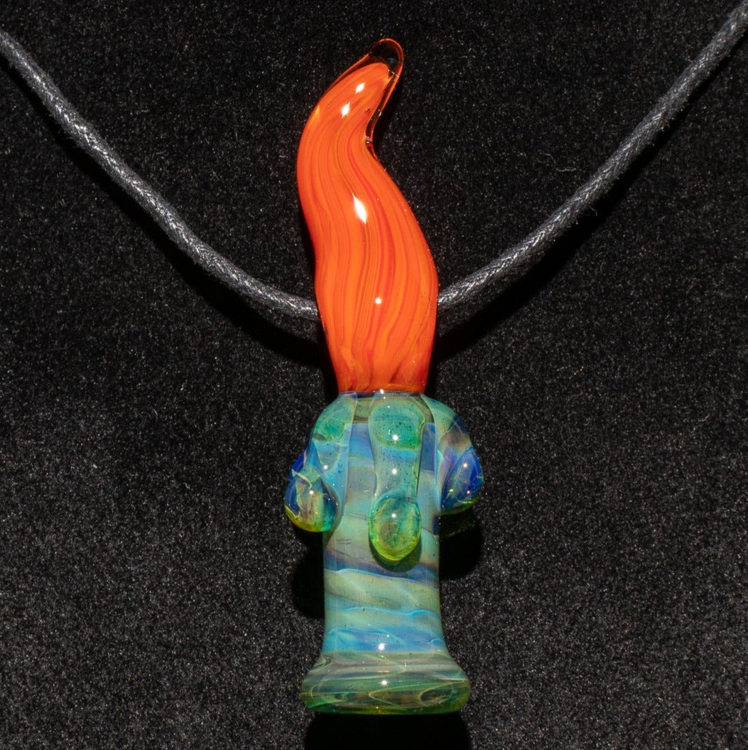 Candle Pendant | Sculpted Glass Flame Necklace | Everlasting Glass Fire Jewelry | Candle Jewelry | Glass Victorian Art | Gothic Necklace