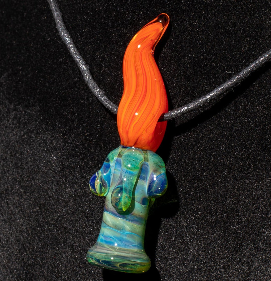 Candle Pendant | Sculpted Glass Flame Necklace | Everlasting Glass Fire Jewelry | Candle Jewelry | Glass Victorian Art | Gothic Necklace
