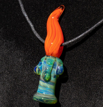 Candle Pendant | Sculpted Glass Flame Necklace | Everlasting Glass Fire Jewelry | Candle Jewelry | Glass Victorian Art | Gothic Necklace