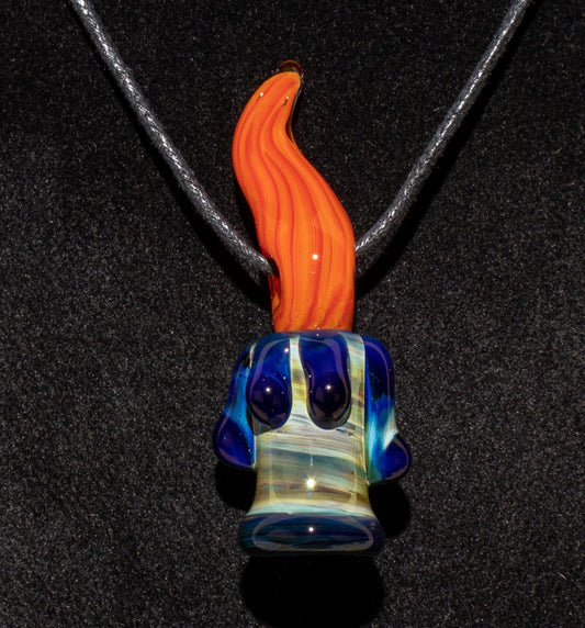 Candle Pendant | Sculpted Glass Flame Necklace | Everlasting Glass Fire Jewelry | Candle Jewelry | Glass Victorian Art | Gothic Necklace