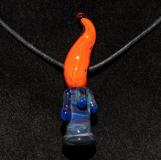 Candle Pendant | Sculpted Glass Flame Necklace | Everlasting Glass Fire Jewelry | Candle Jewelry | Glass Victorian Art | Gothic Necklace