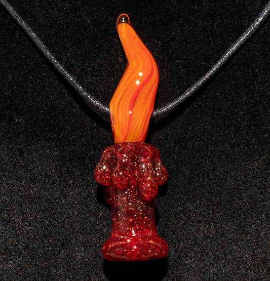 Candle Pendant | Sculpted Glass Flame Necklace | Everlasting Glass Fire Jewelry | Candle Jewelry | Glass Victorian Art | Gothic Necklace