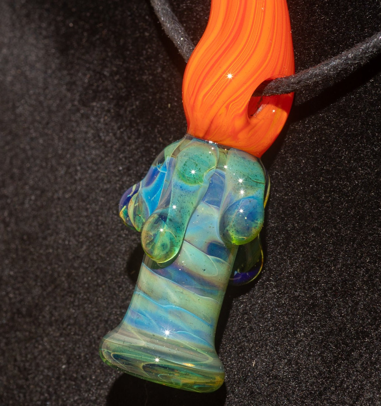 Candle Pendant | Sculpted Glass Flame Necklace | Everlasting Glass Fire Jewelry | Candle Jewelry | Glass Victorian Art | Gothic Necklace