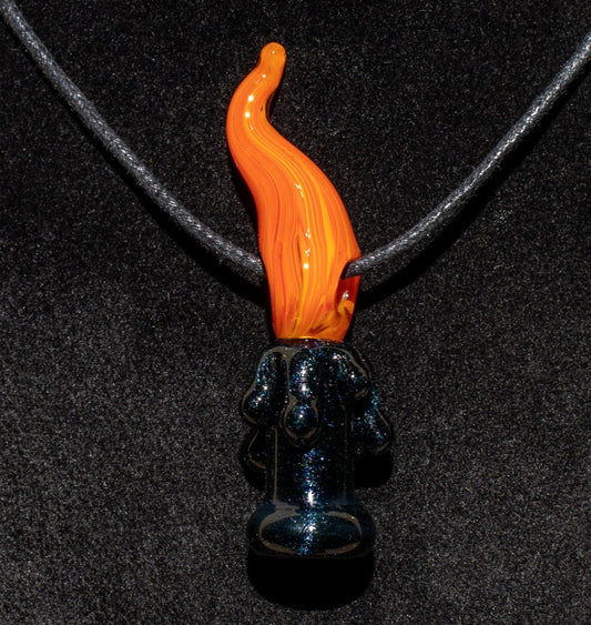 Candle Pendant | Sculpted Glass Flame Necklace | Everlasting Glass Fire Jewelry | Candle Jewelry | Glass Victorian Art | Gothic Necklace