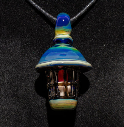 Ship Lantern Glass Pendant | Handmade Victorian Street Lamp | Glass Candle Necklace Old Antique style Jewelry | Sculpted Art Flame Pendants