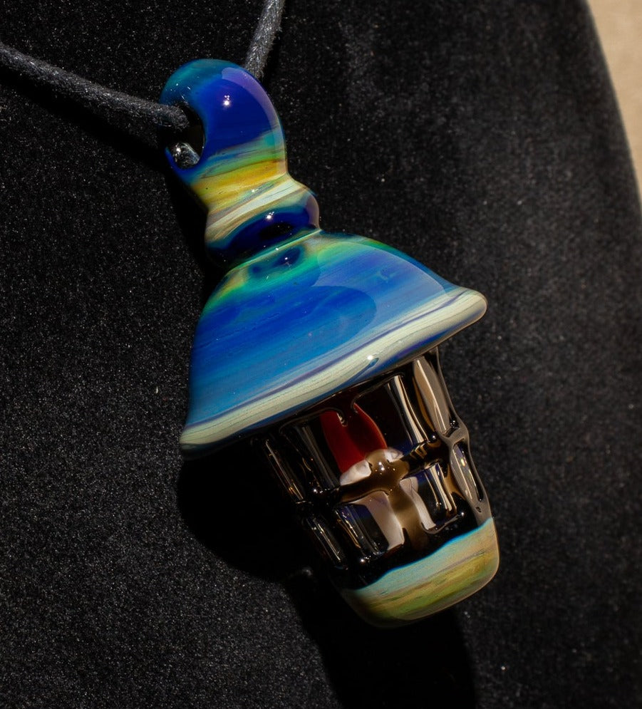 Ship Lantern Glass Pendant | Handmade Victorian Street Lamp | Glass Candle Necklace Old Antique style Jewelry | Sculpted Art Flame Pendants