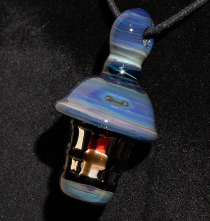 Ship Lantern Glass Pendant | Handmade Victorian Street Lamp | Glass Candle Necklace Old Antique style Jewelry | Sculpted Art Flame Pendants