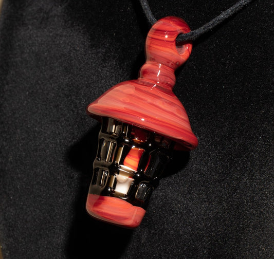 Ship Lantern Glass Pendant | Handmade Victorian Street Lamp | Glass Candle Necklace Old Antique style Jewelry | Sculpted Art Flame Pendants