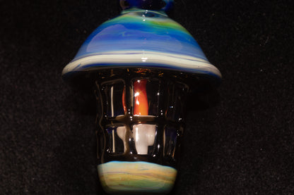 Ship Lantern Glass Pendant | Handmade Victorian Street Lamp | Glass Candle Necklace Old Antique style Jewelry | Sculpted Art Flame Pendants