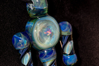 Ankh Eye Of Horus | Sculpted Glass Pendant with Encased Opal | Borosilicate Glass Necklace | Glass Charm Jewelry | Sparkle Necklace |