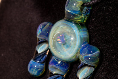 Ankh Eye Of Horus | Sculpted Glass Pendant with Encased Opal | Borosilicate Glass Necklace | Glass Charm Jewelry | Sparkle Necklace |