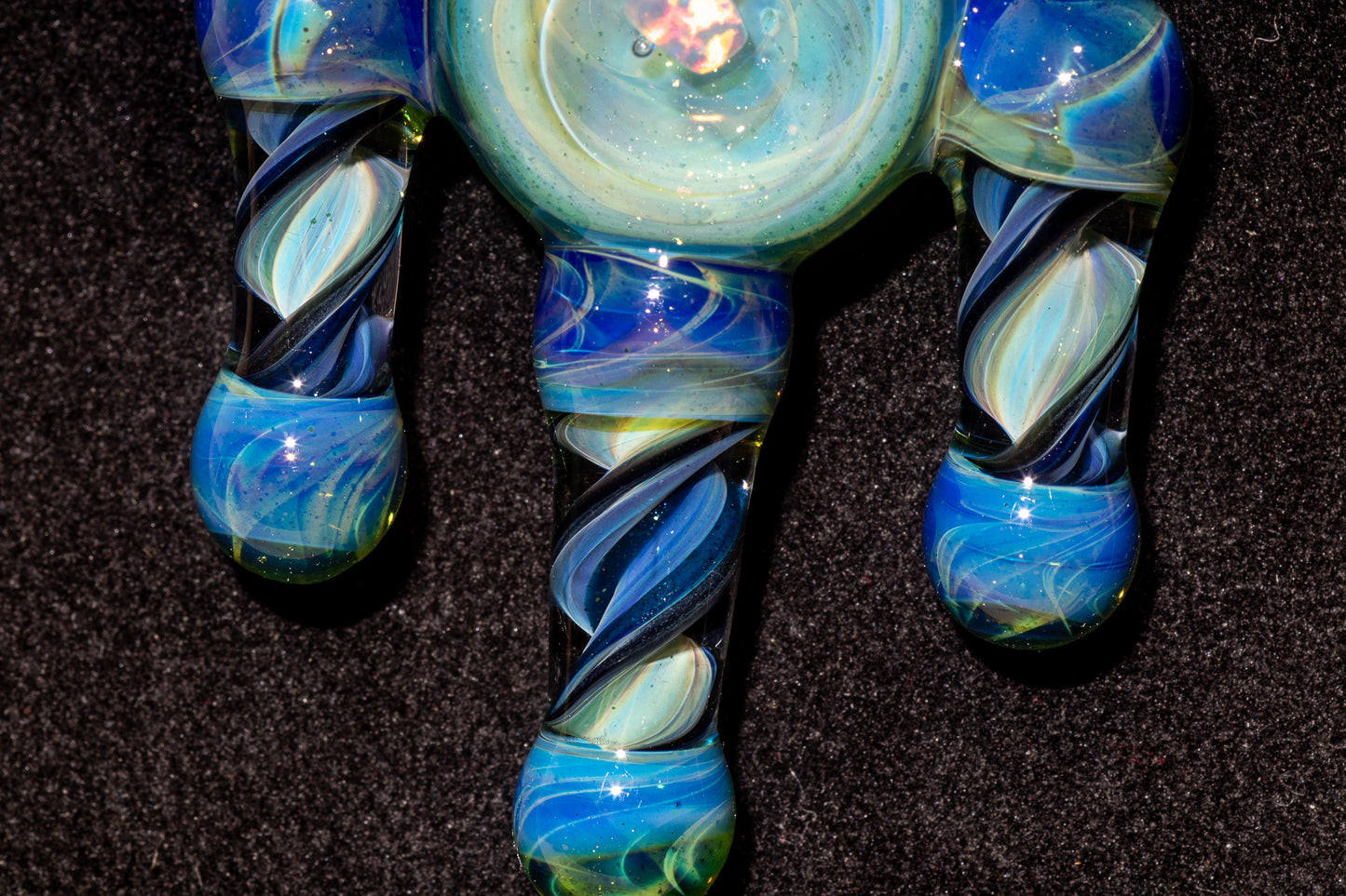 Ankh Eye Of Horus | Sculpted Glass Pendant with Encased Opal | Borosilicate Glass Necklace | Glass Charm Jewelry | Sparkle Necklace |