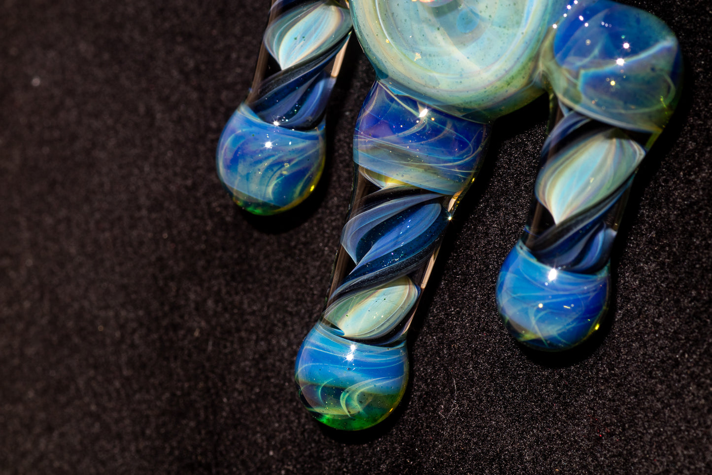 Ankh Eye Of Horus | Sculpted Glass Pendant with Encased Opal | Borosilicate Glass Necklace | Glass Charm Jewelry | Sparkle Necklace |