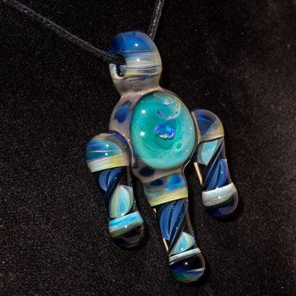 Ankh Eye Of Horus | Sculpted Glass Pendant with Encased Opal | Borosilicate Glass Necklace | Glass Charm Jewelry | Sparkle Necklace |