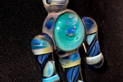 Ankh Eye Of Horus | Sculpted Glass Pendant with Encased Opal | Borosilicate Glass Necklace | Glass Charm Jewelry | Sparkle Necklace |